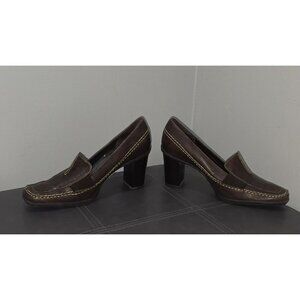 Whats What by Aerosoles Heeled Loafer Pumps Leather Womens Size 7 Brown Office